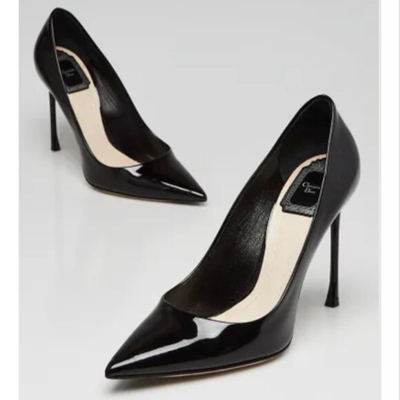 Dior Essence Patent Calfskin Black Pump size 39 heel 10 cm - Picture 1 of 12